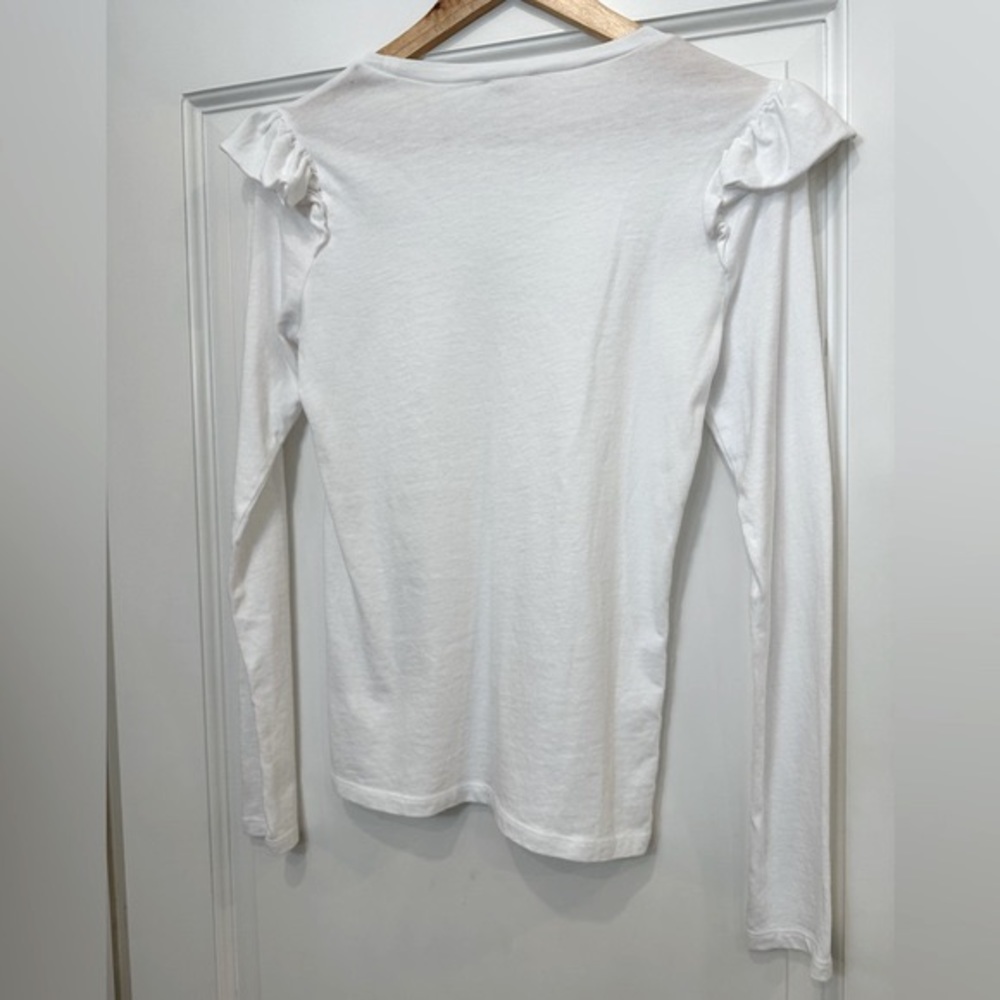 Frame denim long sleeve t shirt ruffle sleeves - Picture 3 of 5